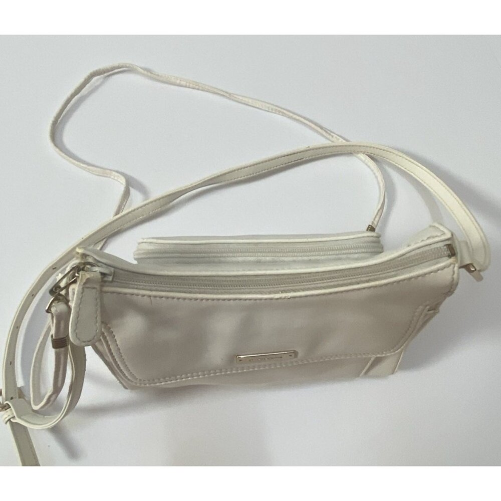 Liz Claiborne White Zipper Closure Handbag 2 Shoulder Strap Built In Wallet READ - Picture 4 of 16